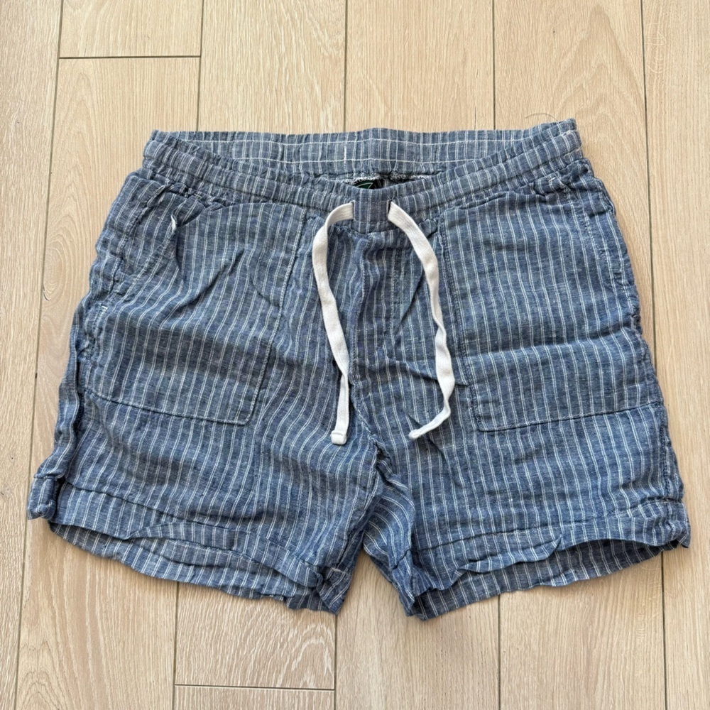 Roots Linen Striped Shorts in Blue & White Women’s Size Small